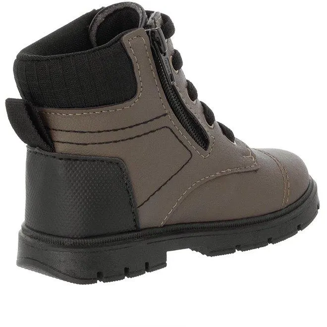 Bota Coturno Infantil Vertus Tratorada Detalhe Recortes Zíper Marrom