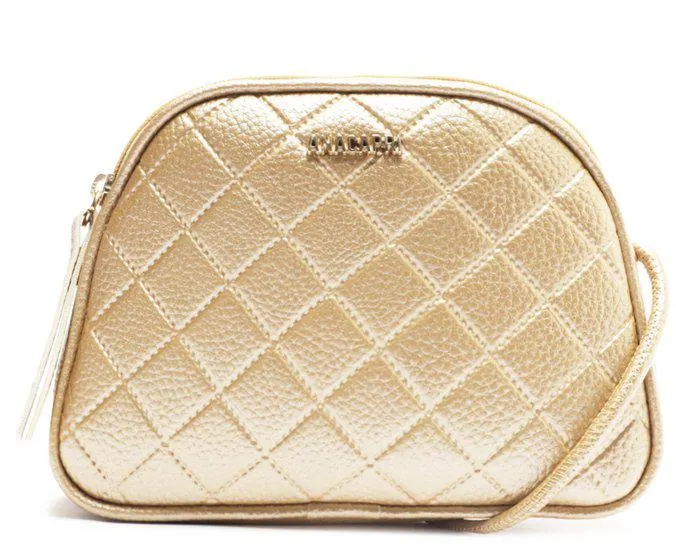 Bolsa Crossbody Pequena Dourada Matelassê