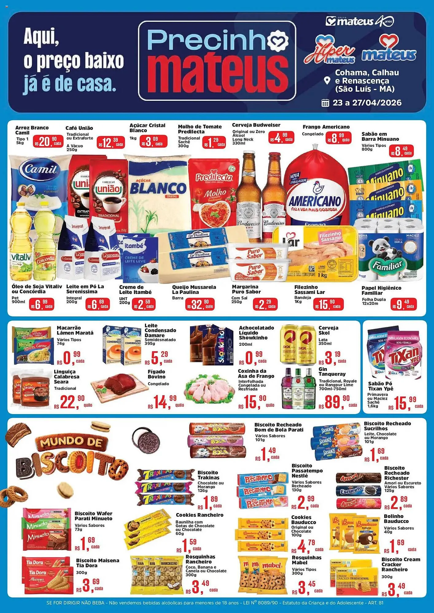 Encarte de Catálogo Supermercados Mateus 23 de abril até 27 de abril 2026 - Pagina 1