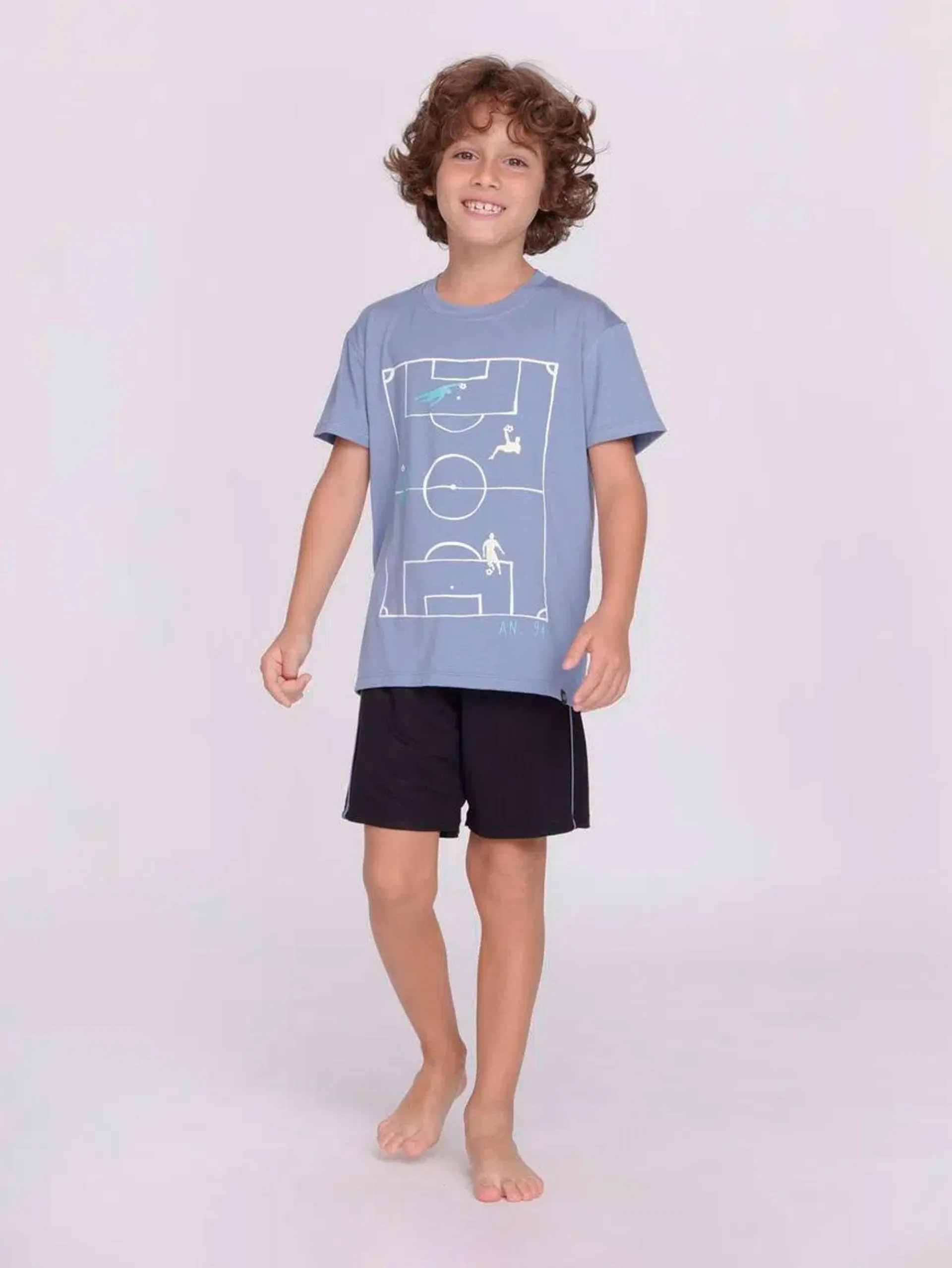 Pijama Infantil Masculino Manga Curta Soccer