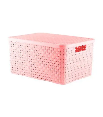 Caixa Organizadora Rattan Rosa Baby New Plastic 16L 37,5x27x18,5cm 7441259