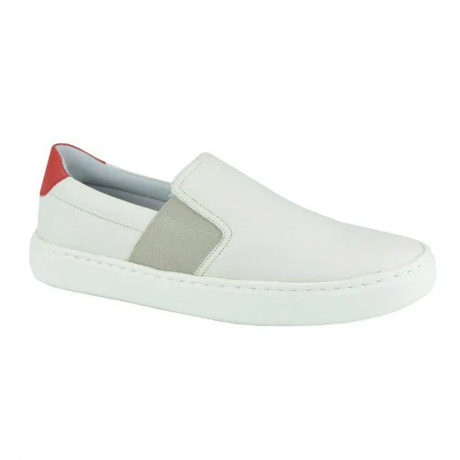 Tênis Slip On Masculino Off White Vermelho Couro
