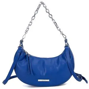 Bolsa tiracolo média meia lua com alça removível azul escuro copacabana