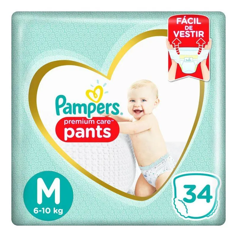 Fralda Pampers Pants Premium Care M – 34 Unidades