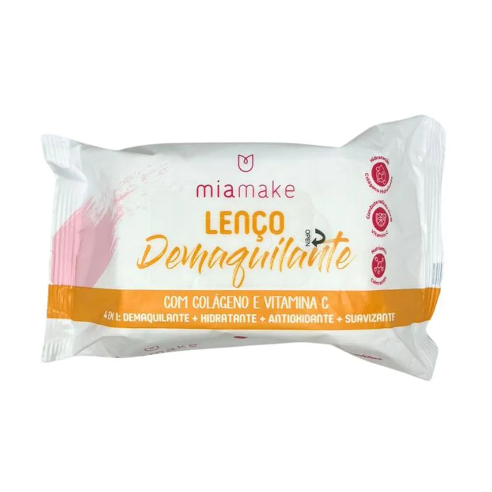 Lenço Demaquilante 4 Em 1 Com Colágeno E Vitamina C 130g Ref.462 Mia Make