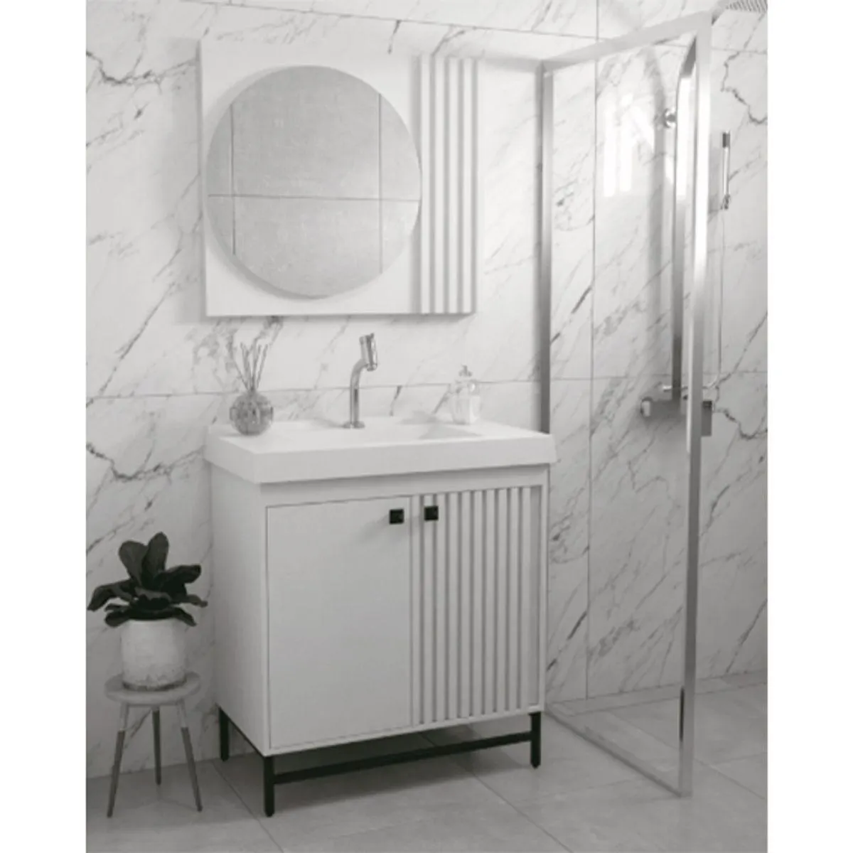 Espelheira de Banheiro Illinois 80cm Branco Venturi