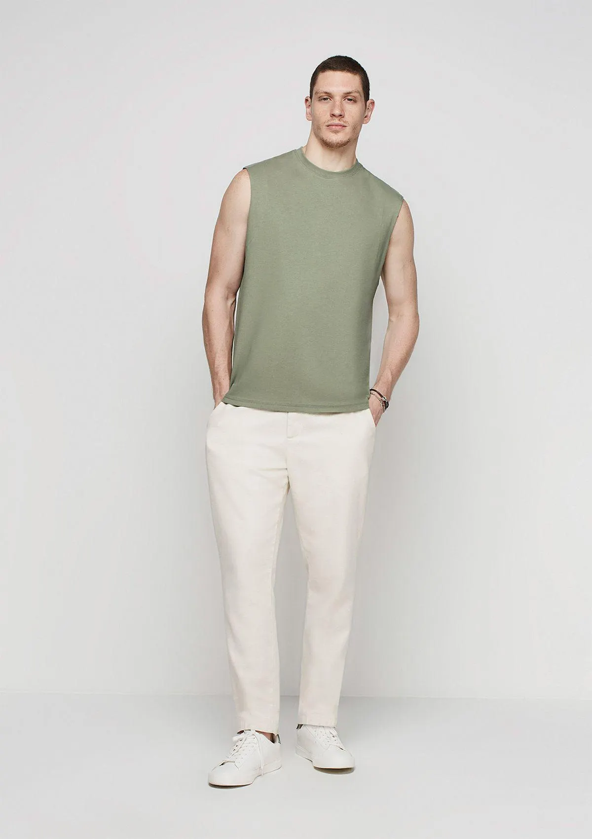 Regata Masculina Alças Largas Em Malha - Verde