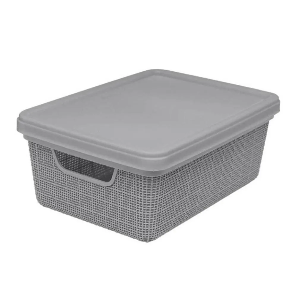 Caixa Organizadora Com Tampa Juta Jaguar 5 Litros - Cinza