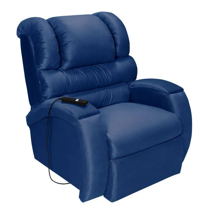 Poltrona Reclinável Motorizada Imperial Suede Azul Marinho