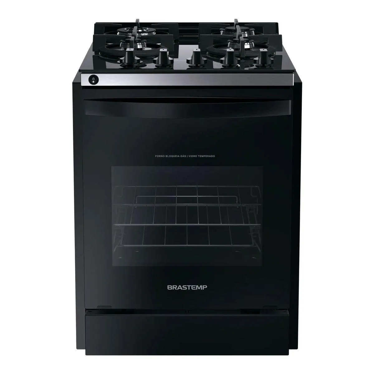 Fogão Brastemp 4 Bocas de Embutir Preto com Mesa de Vidro e Dupla Chama - BYO4XAE