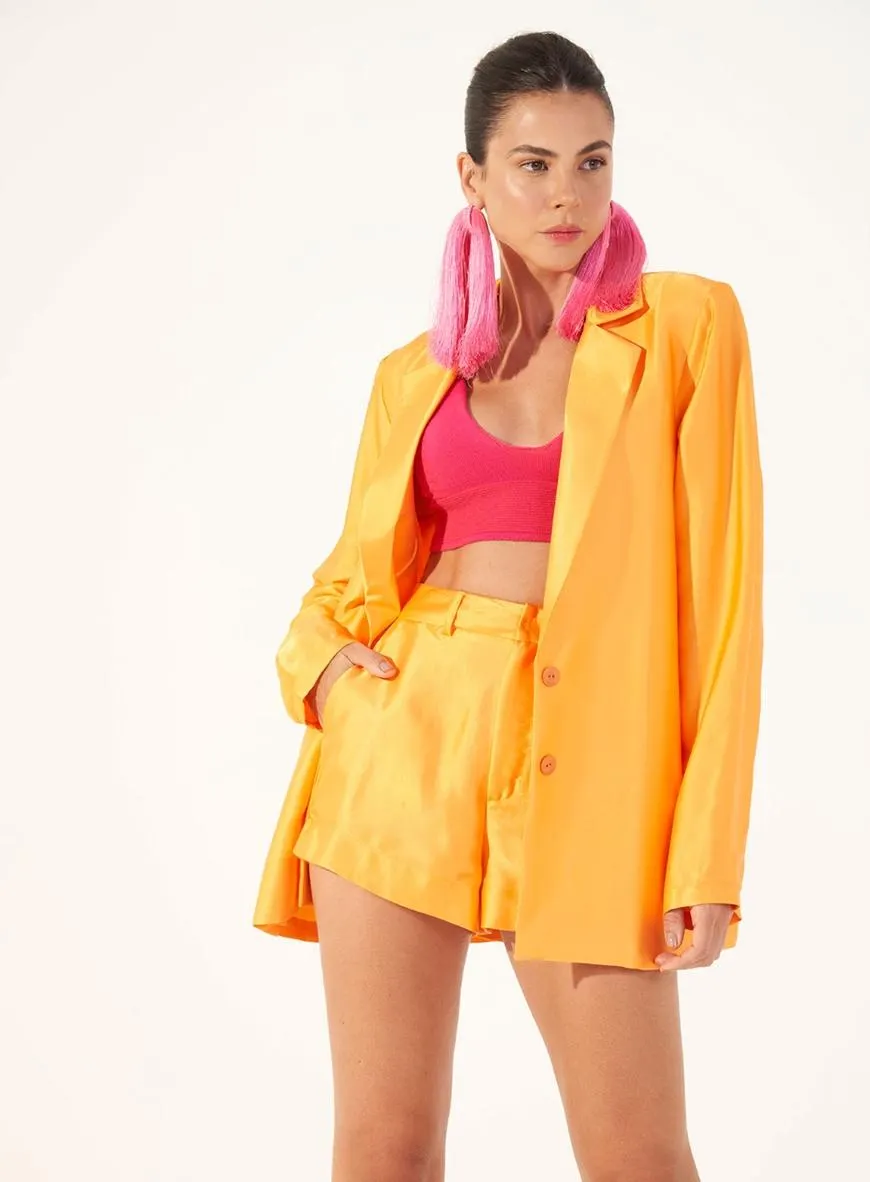 Blazer Oversized Acetinado Laranja