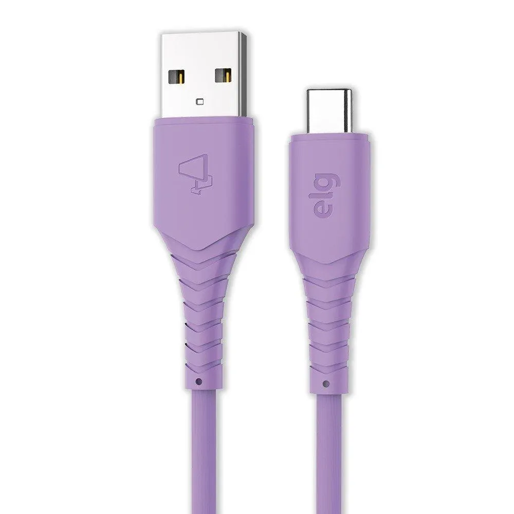 Cabo ELG USB-A/USB-C 1.2m Emborrachado Roxo
