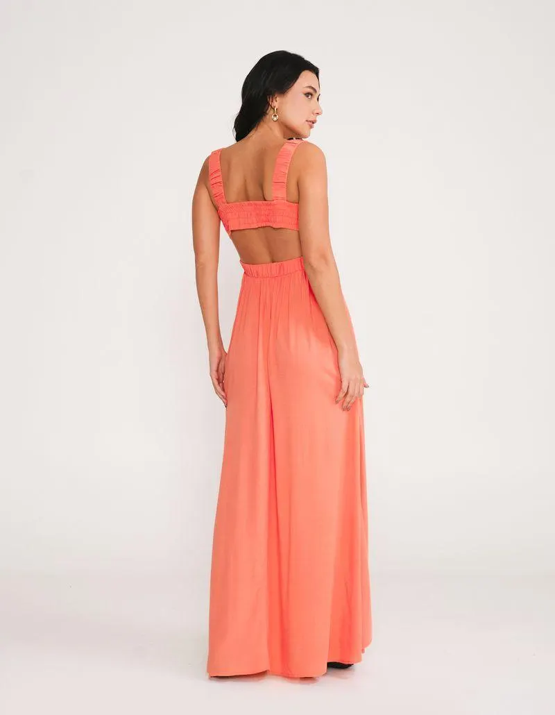 Vestido Longo Alca Elastico - Laranja