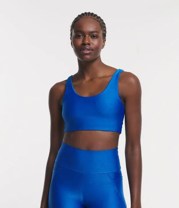 Top Regatinha Esportivo em Microfibra Texturizada Azul