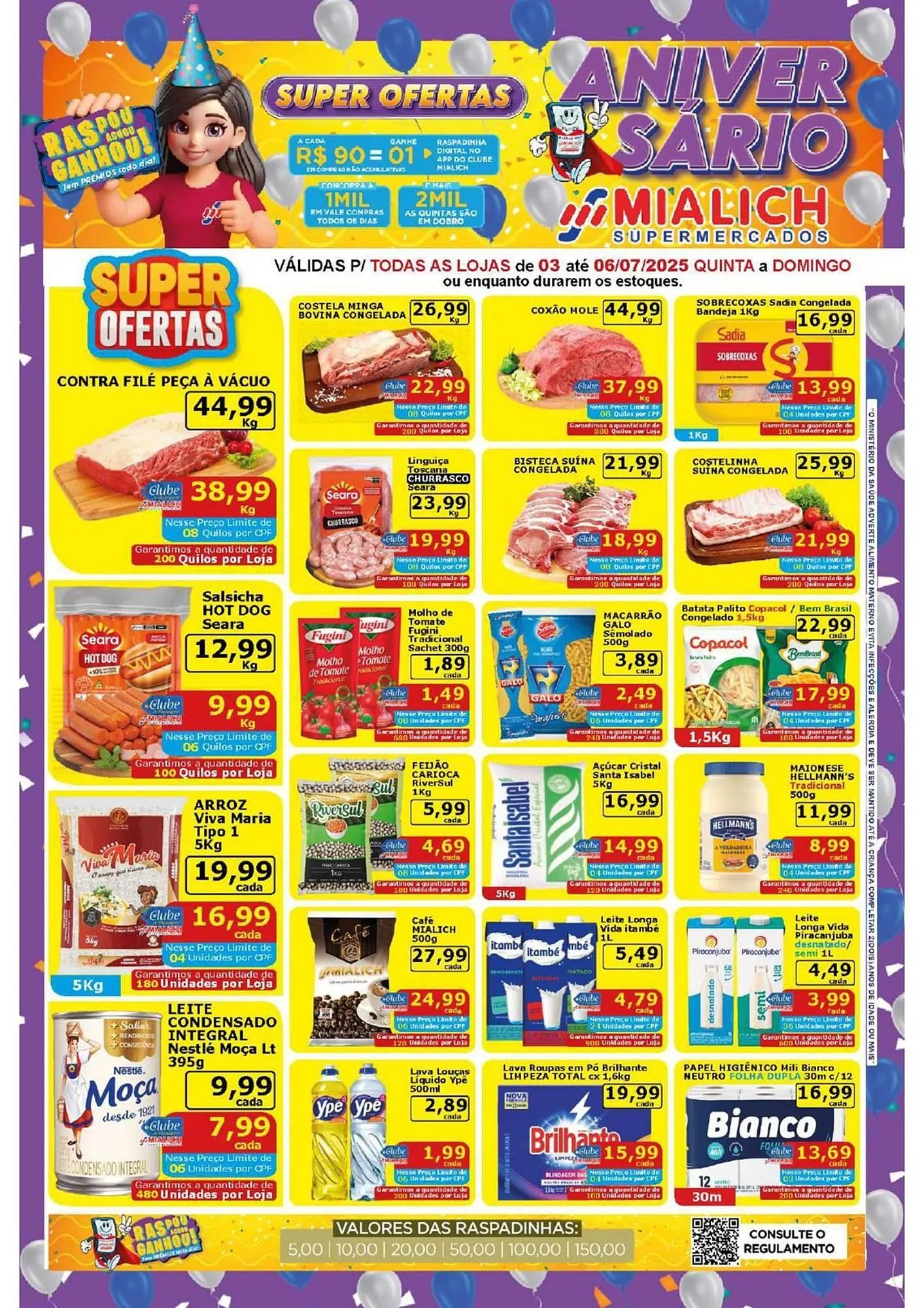 Encarte de Catálogo Mialich Supermercados 3 de julho até 6 de julho 2025 - Pagina 1