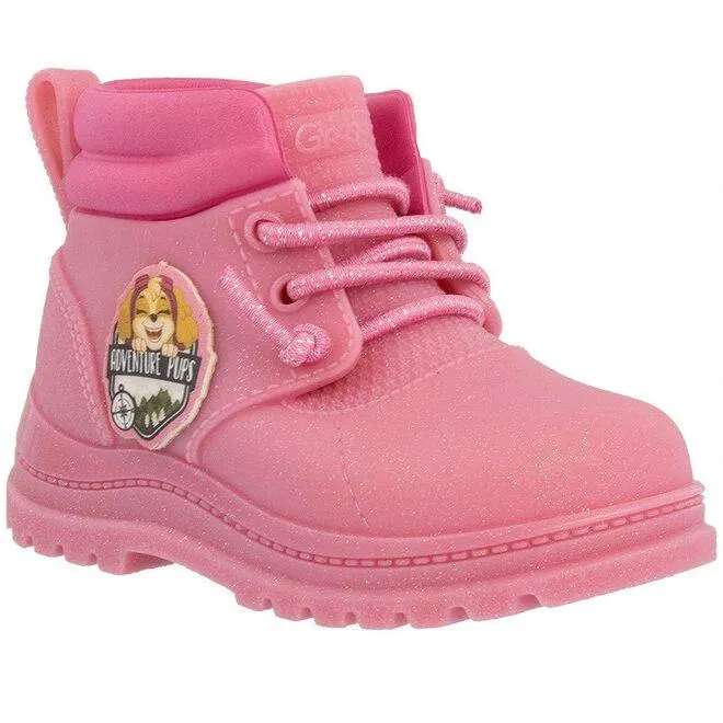 Bota Coturno Infantil Patrulha Canina Adventure Pups Skye Elástico Glitter Rosa