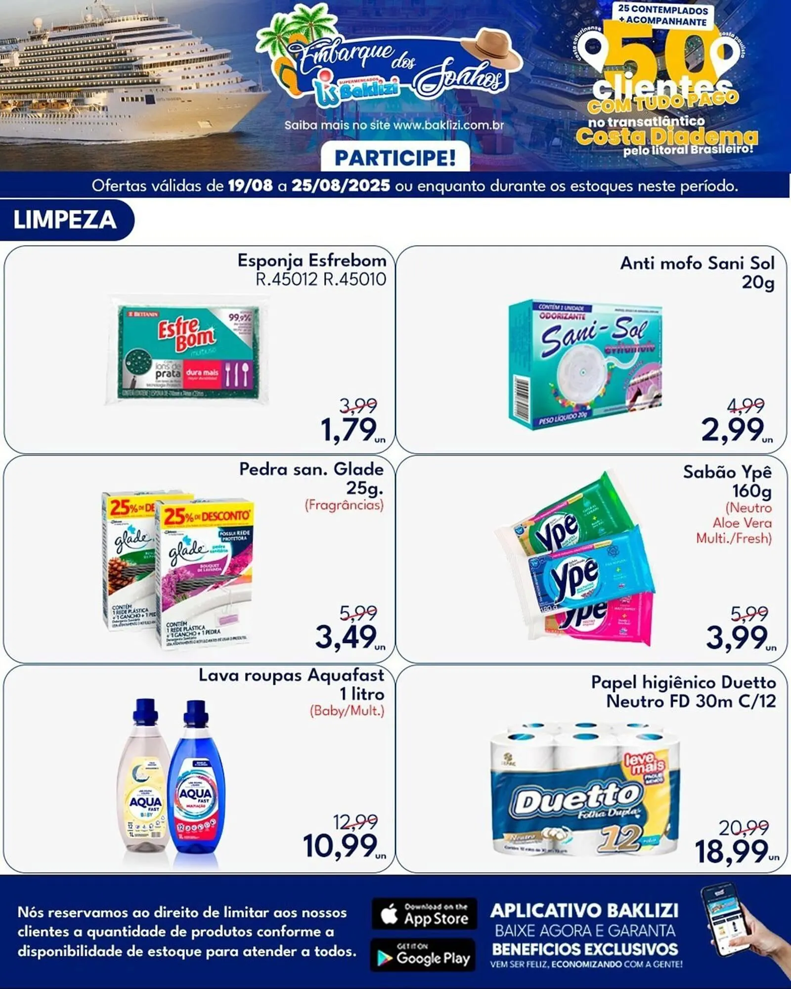 Encarte de Catálogo Supermercados Baklizi 19 de agosto até 25 de agosto 2025 - Pagina 1