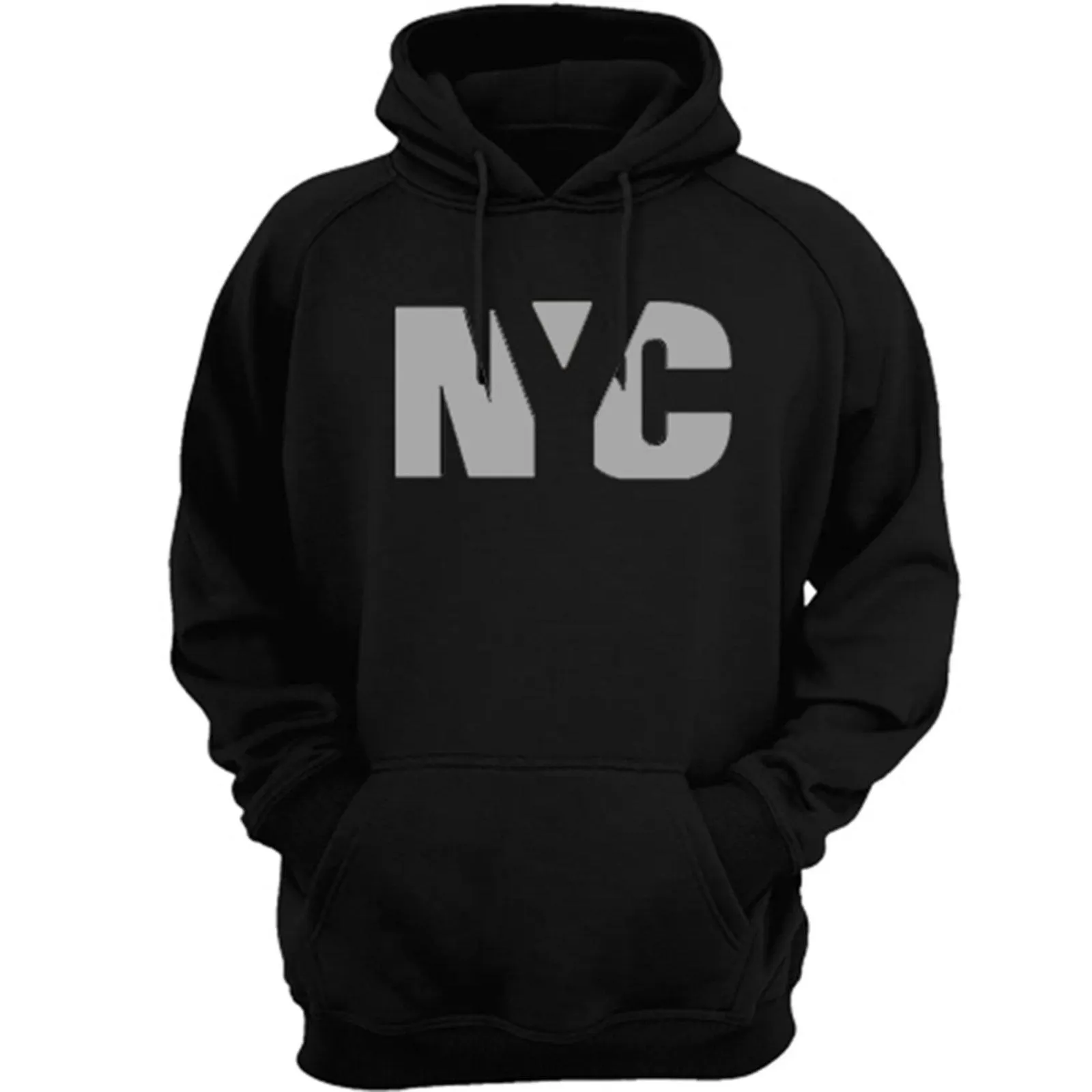 Moletom Moleton Blusa de Frio Casaco Preto Fechado com Capuz e Bolso Grosso Flanelado Estampa NYC new york city cinza