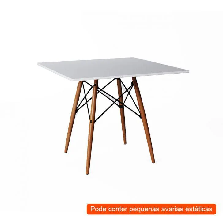 [OUTLET] Mesa de Jantar Quadrada Eiffel Wood Branca 90 cm