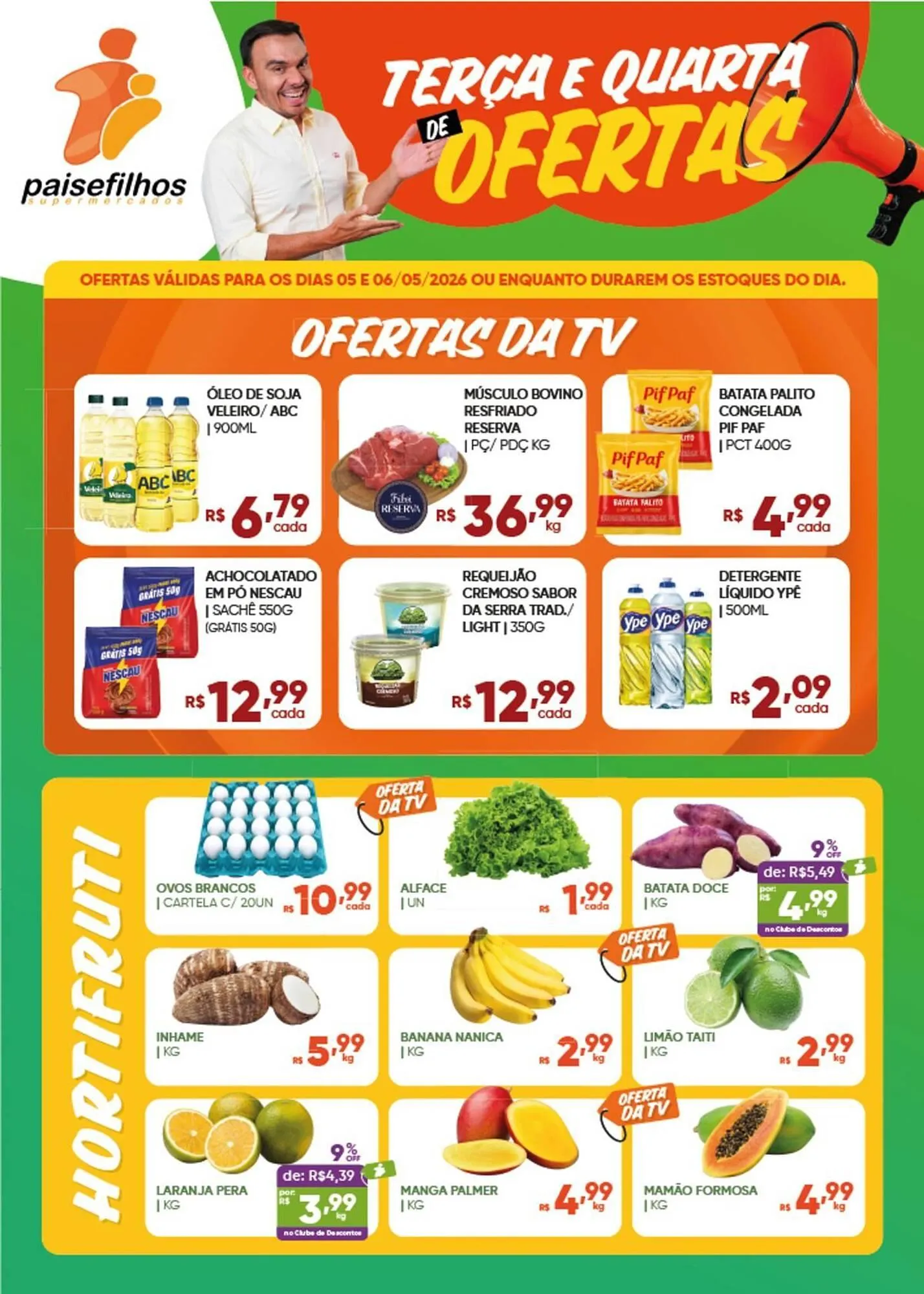 Encarte de Catálogo Pais e Filhos Supermercados 5 de maio até 6 de maio 2026 - Pagina 1