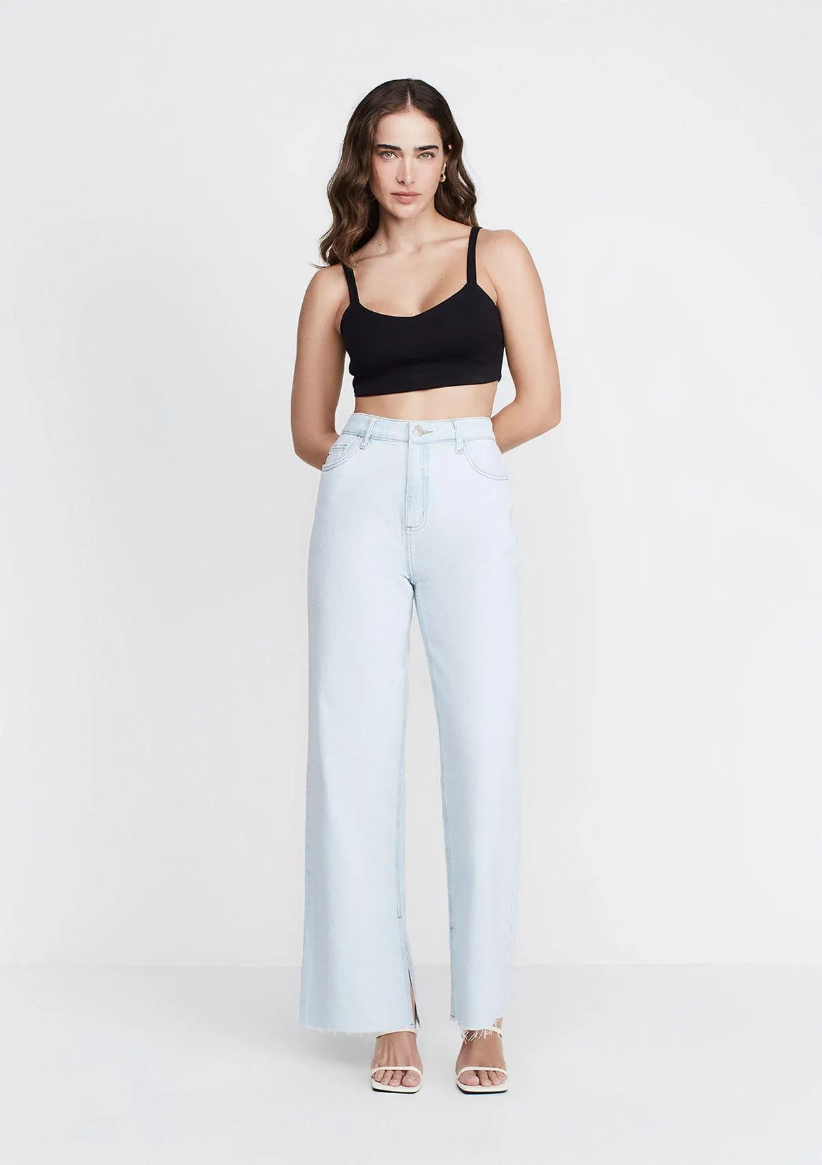 Calça Jeans Wide Leg Cintura Alta - Azul