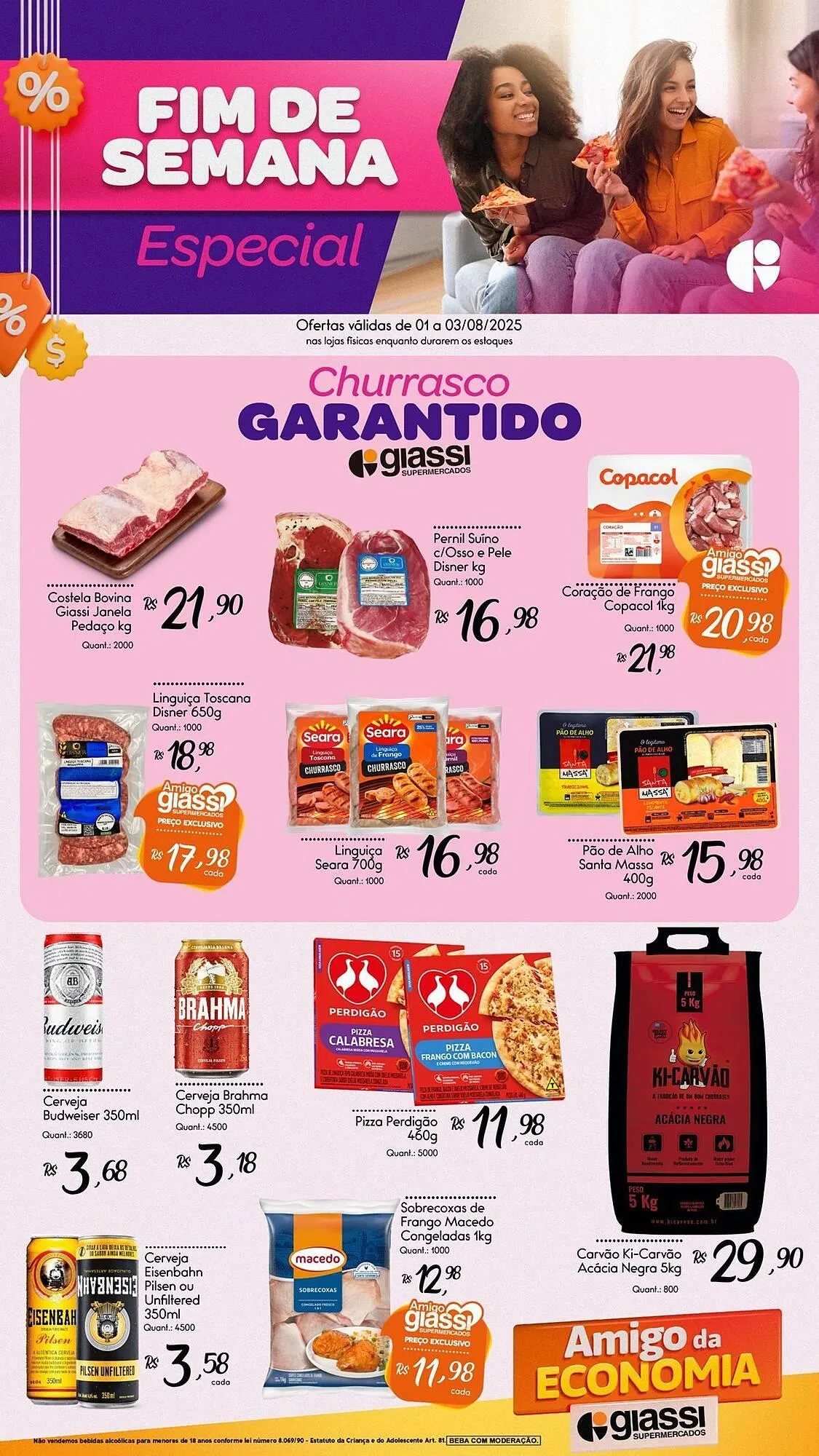 Encarte de Catálogo Giassi Supermercados 1 de agosto até 3 de agosto 2025 - Pagina 1