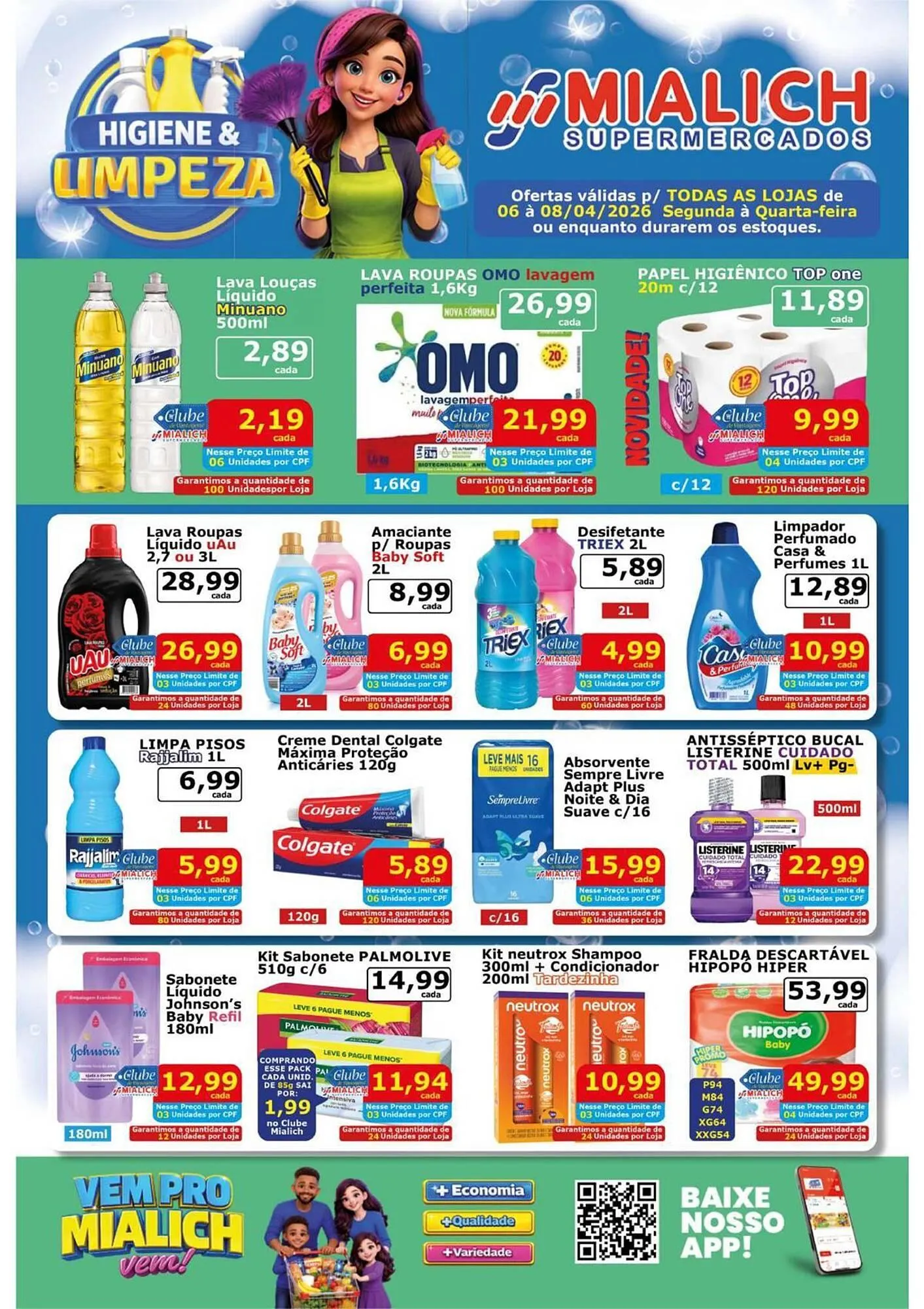 Encarte de Catálogo Mialich Supermercados 6 de abril até 8 de abril 2026 - Pagina 1
