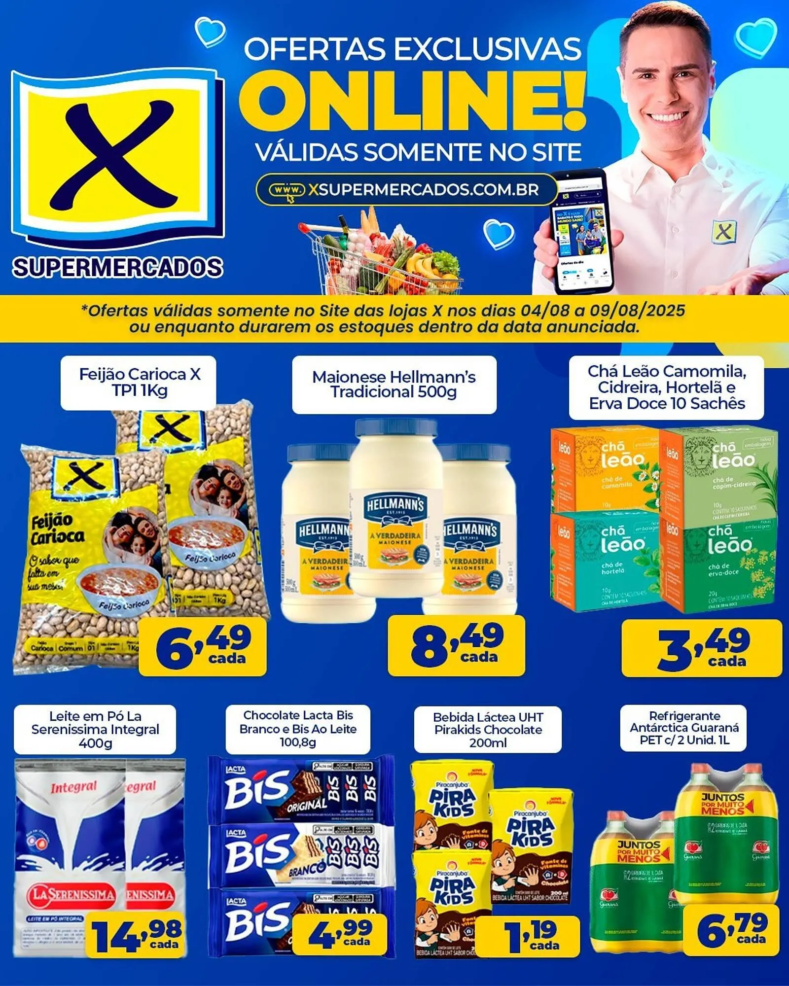 Encarte de Catálogo X Supermercados 4 de agosto até 9 de agosto 2025 - Pagina 1