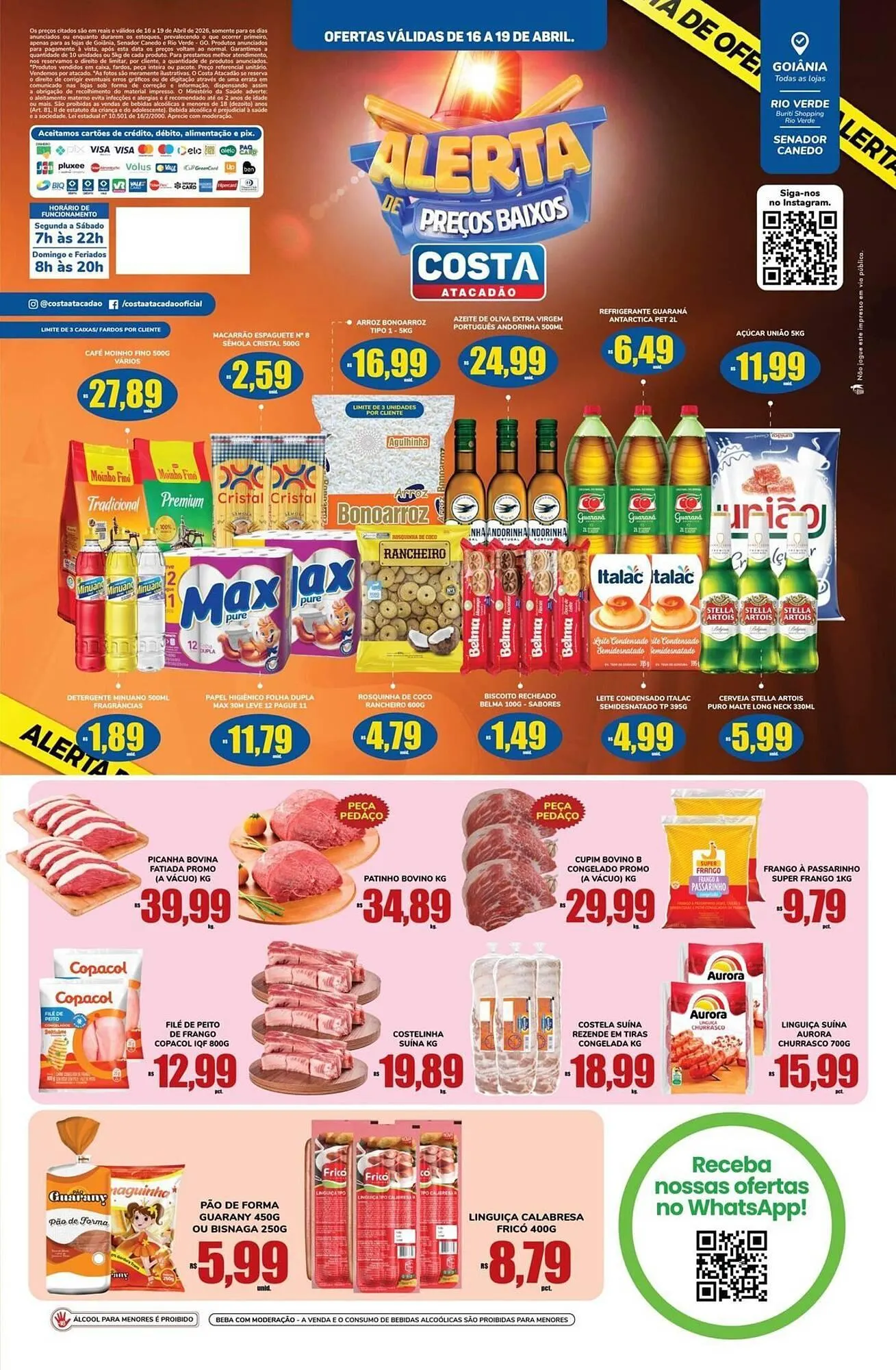 Encarte de Tabloide Costa Atacadão 16 de abril até 19 de abril 2026 - Pagina 1