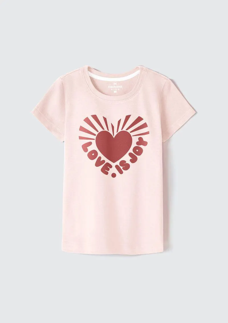 Blusa Infantil Menina Manga Curta Com Estampa - Rosa