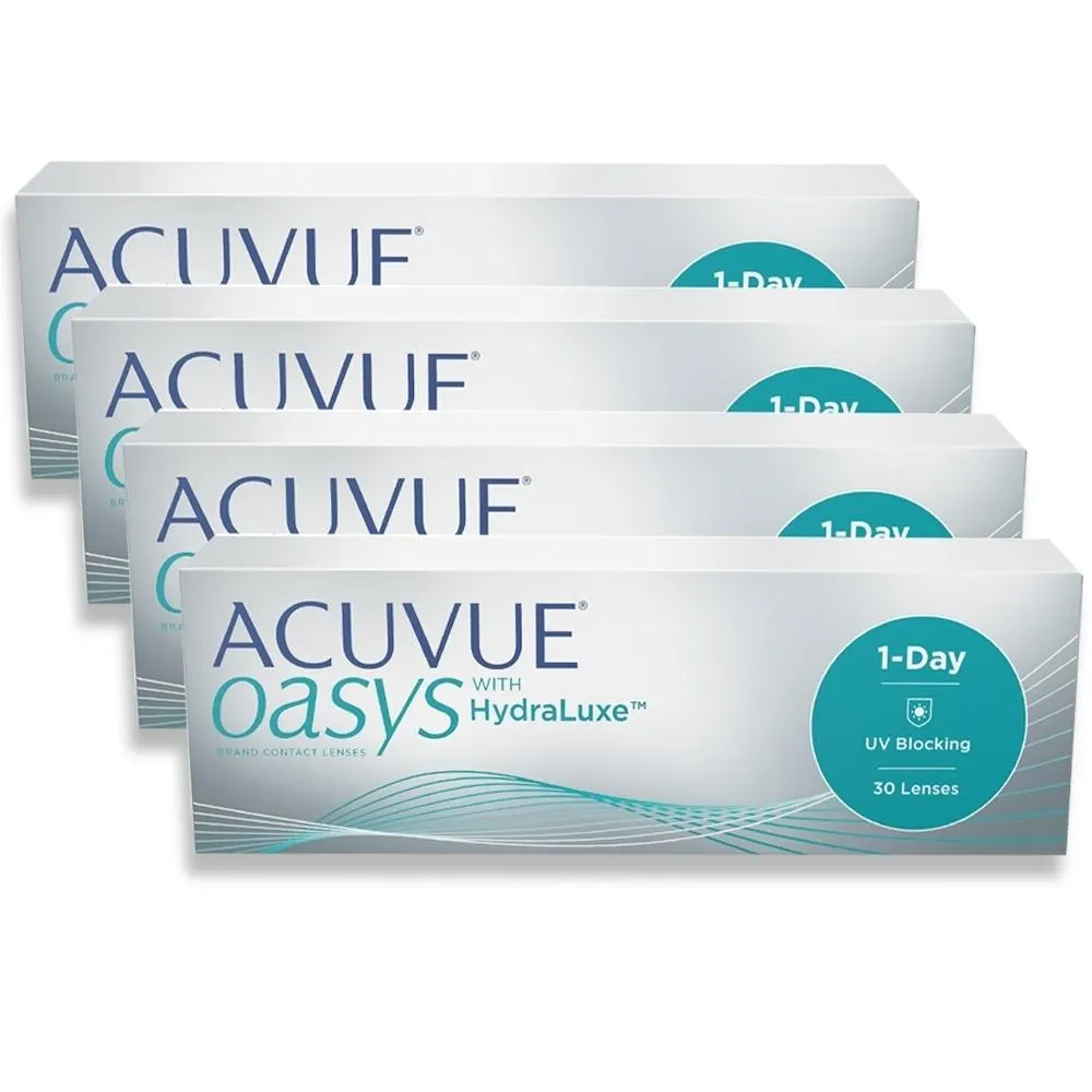Lentes de contato Acuvue Oasys 1-DAY com HydraLuxe Combo 4 Caixas