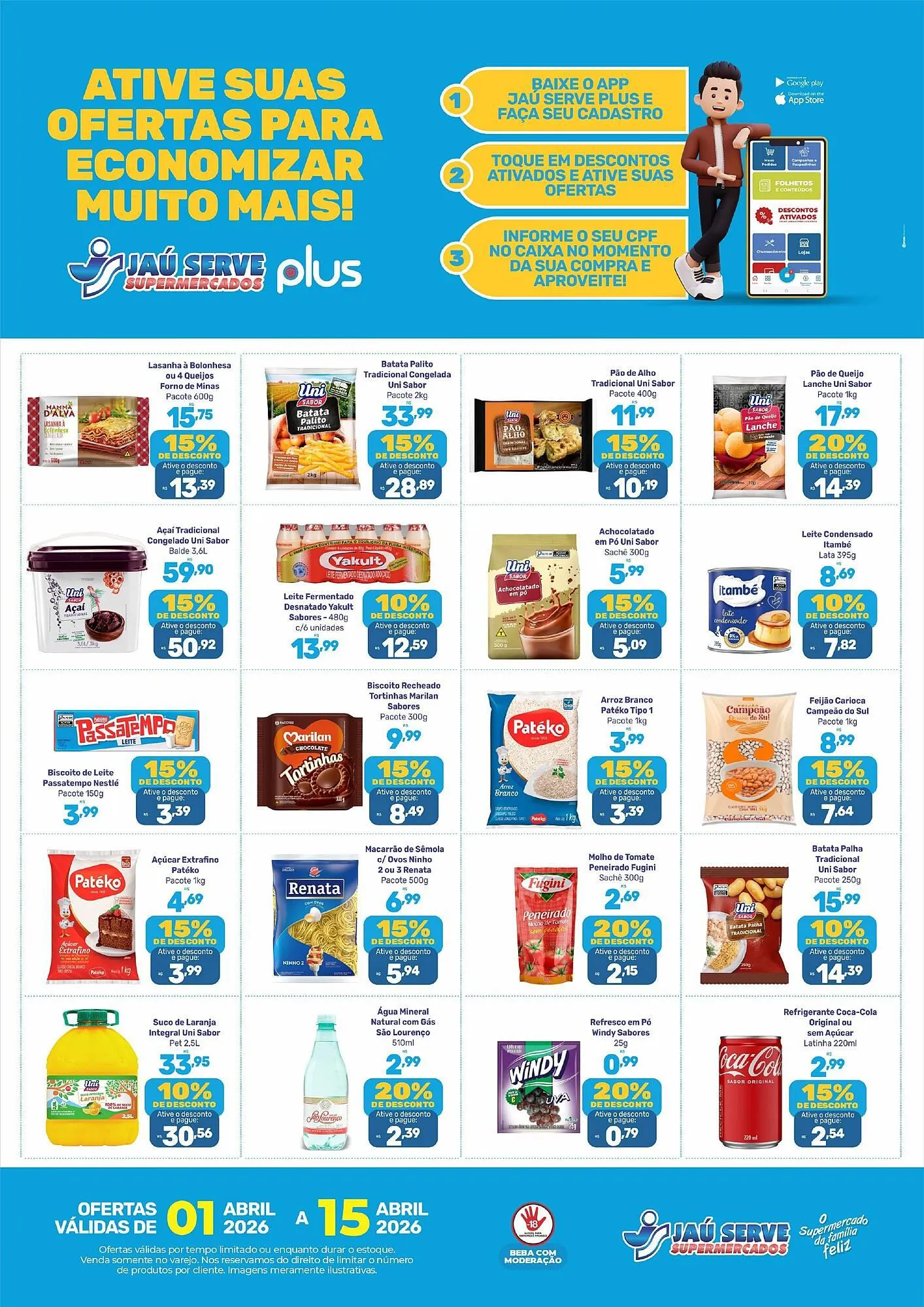 Encarte de Catálogo Supermercados Jau Serve 1 de abril até 15 de abril 2026 - Pagina 1