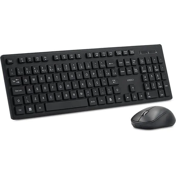 Teclado e Mouse sem Fio, Wireless, Padrão ABNT2, Preto, KMW231B, Ergo - CX 1 UN