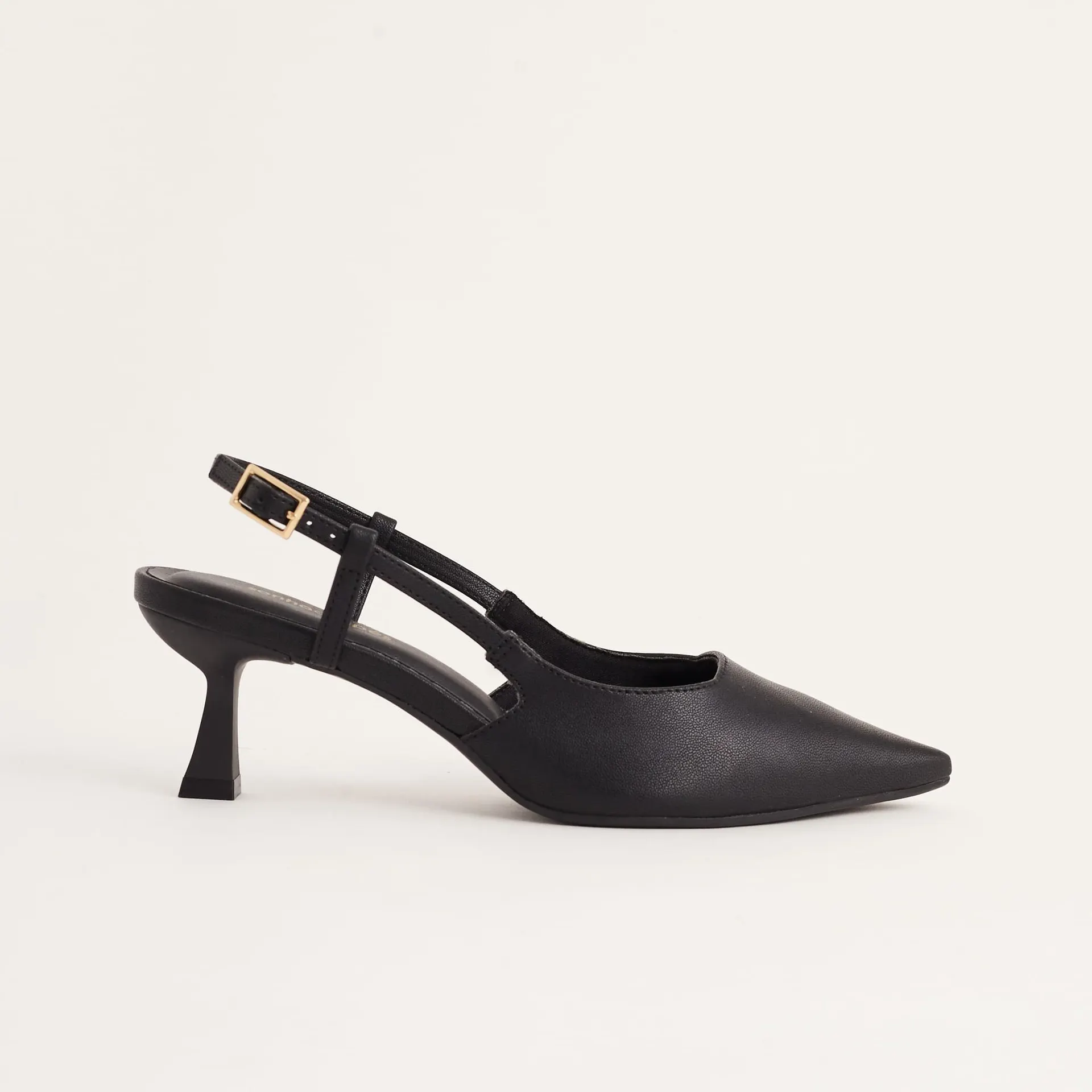 Scarpin bico fino slingback napa - PRETA