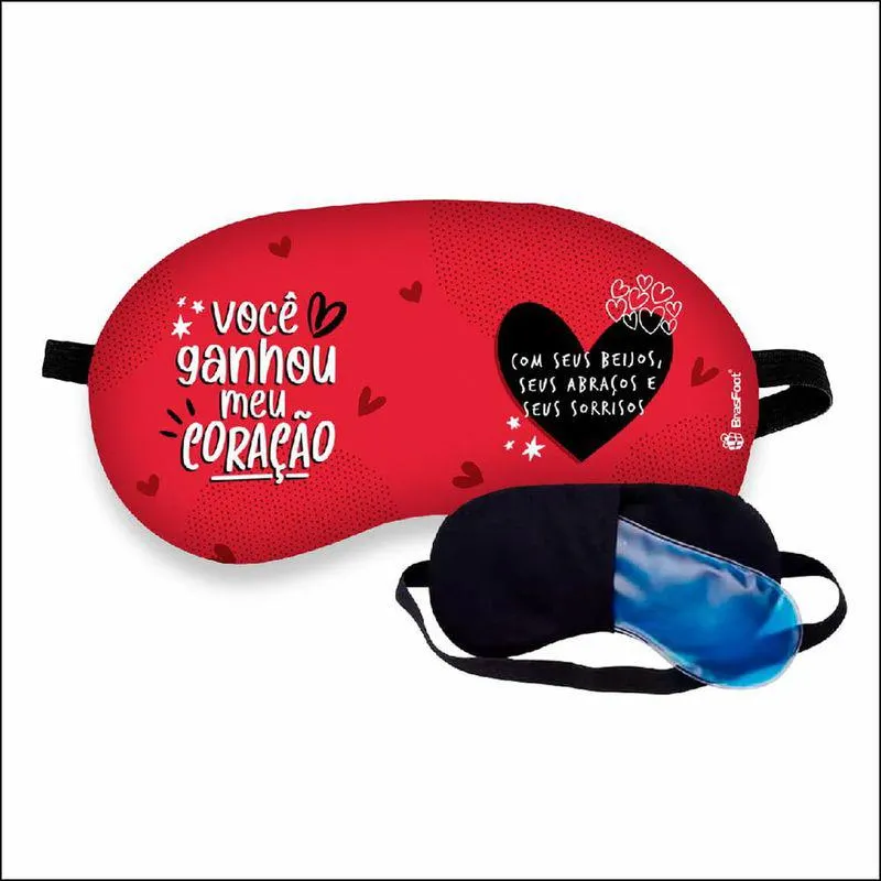 Máscara de Dormir Você Ganhou Meu Coração Poliéster Com Bolsa Gel - Brasfoot