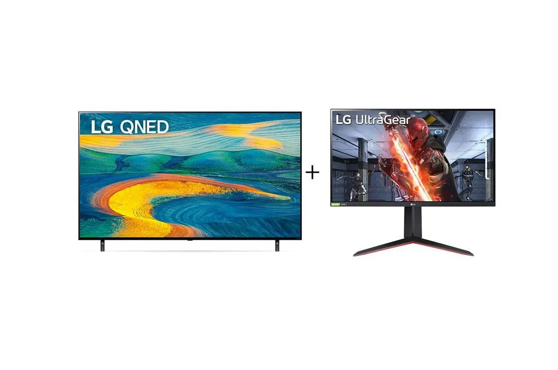 Smart TV LG QNED 65'' Nanocell ThinQ Google Assistente e Alexa 65QNED7S + Monitor Gamer LG Ultragear IPS 27'' 27GN65R