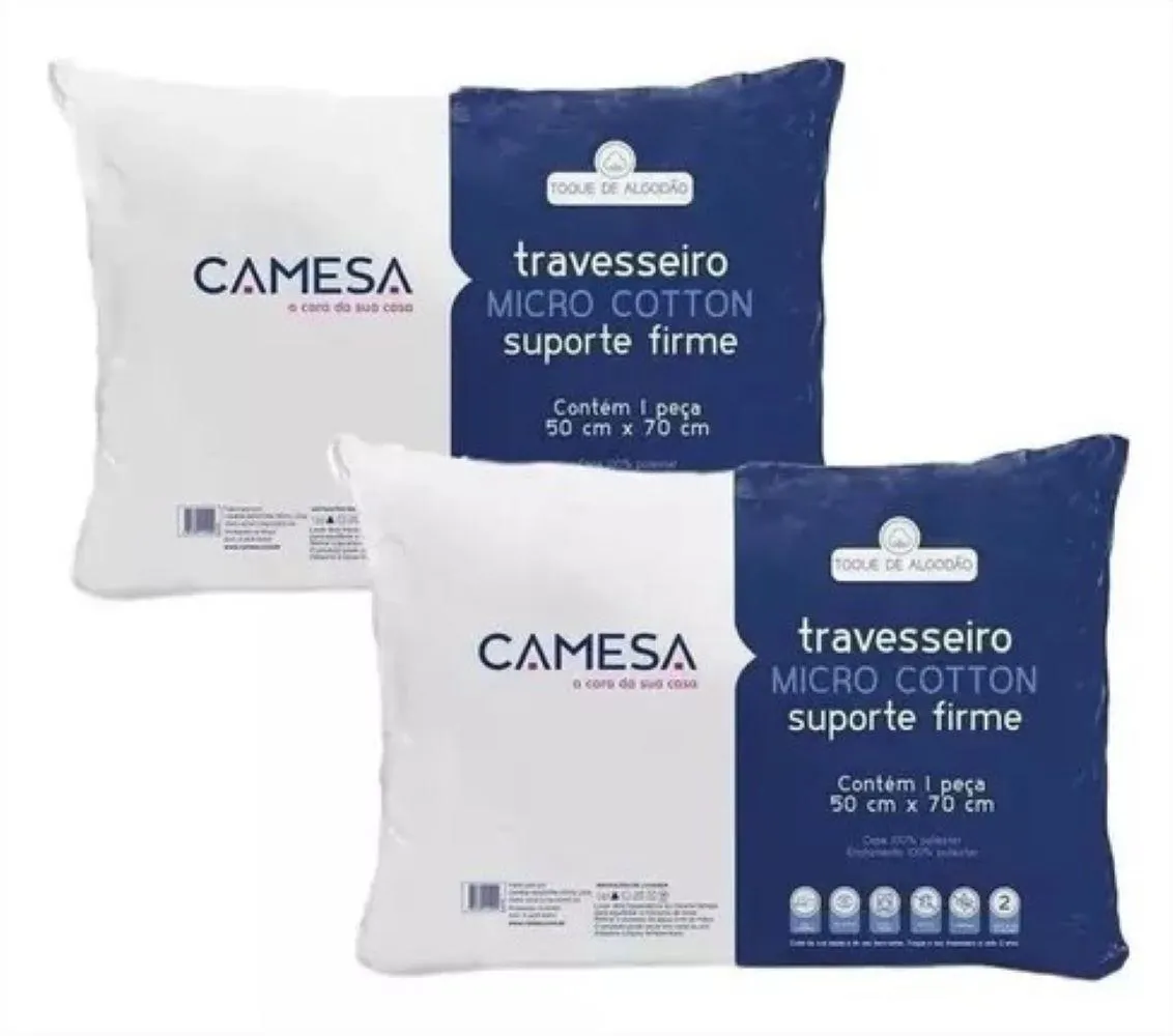 Kit 2 Travesseiros Micro Cotton 50x70cm Suporte Firme - Camesa