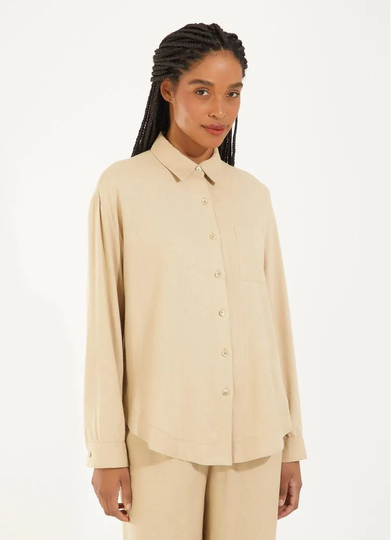 Camisa linho leve areia