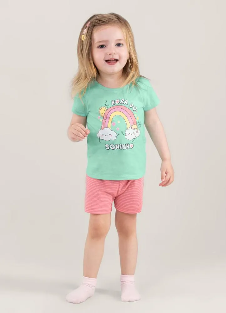 Pijama brilha no escuro em ribana infantil menina Brandili