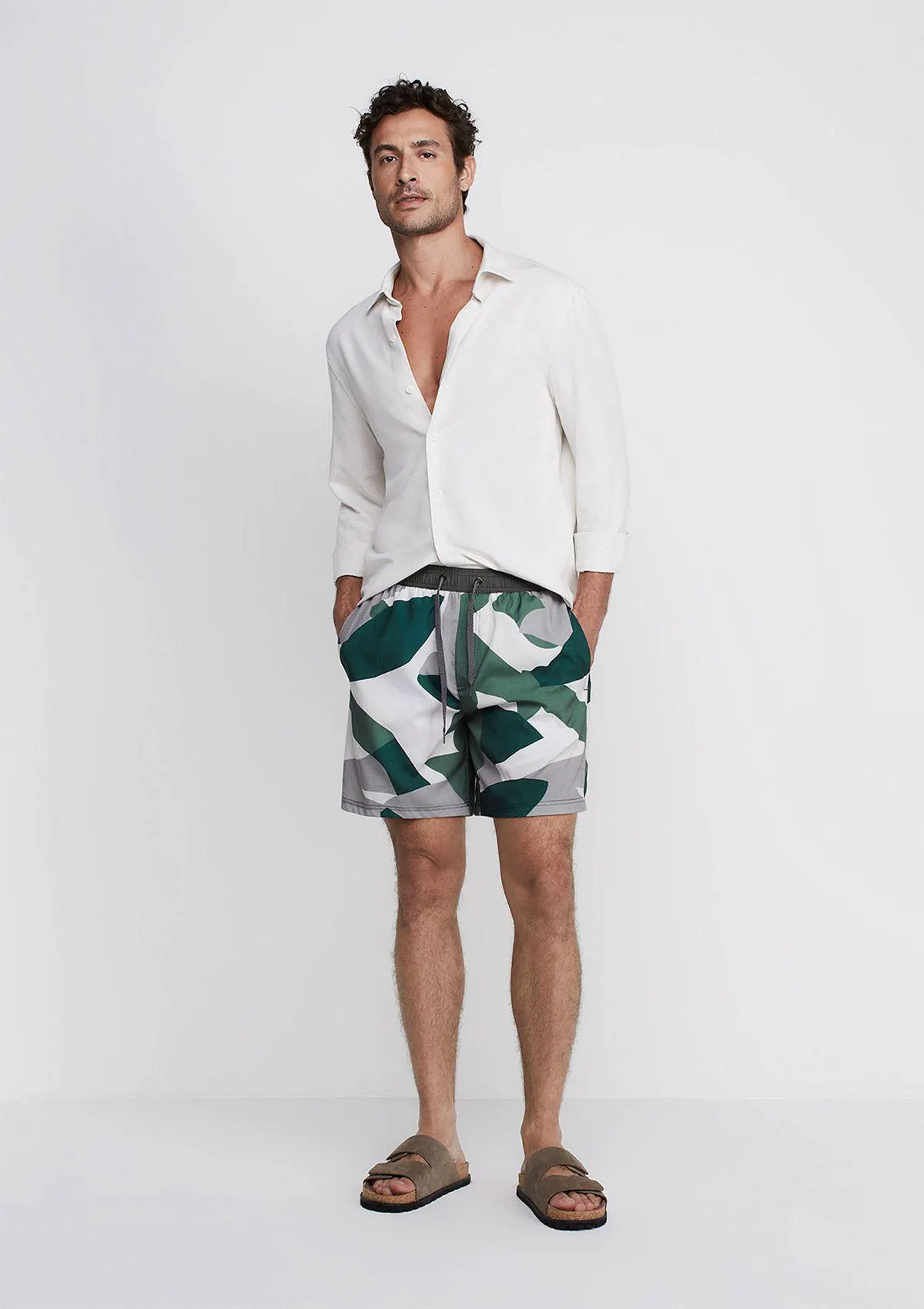 Shorts Masculino De Banho Estampado - Verde
