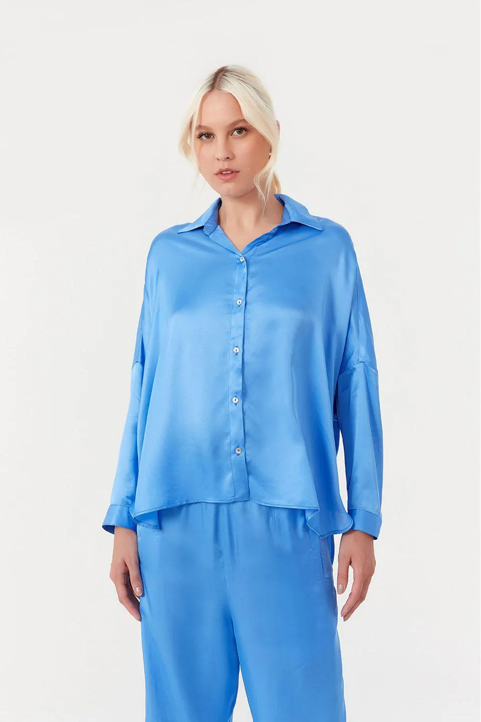 Camisa Cetim Ombro Deslocado