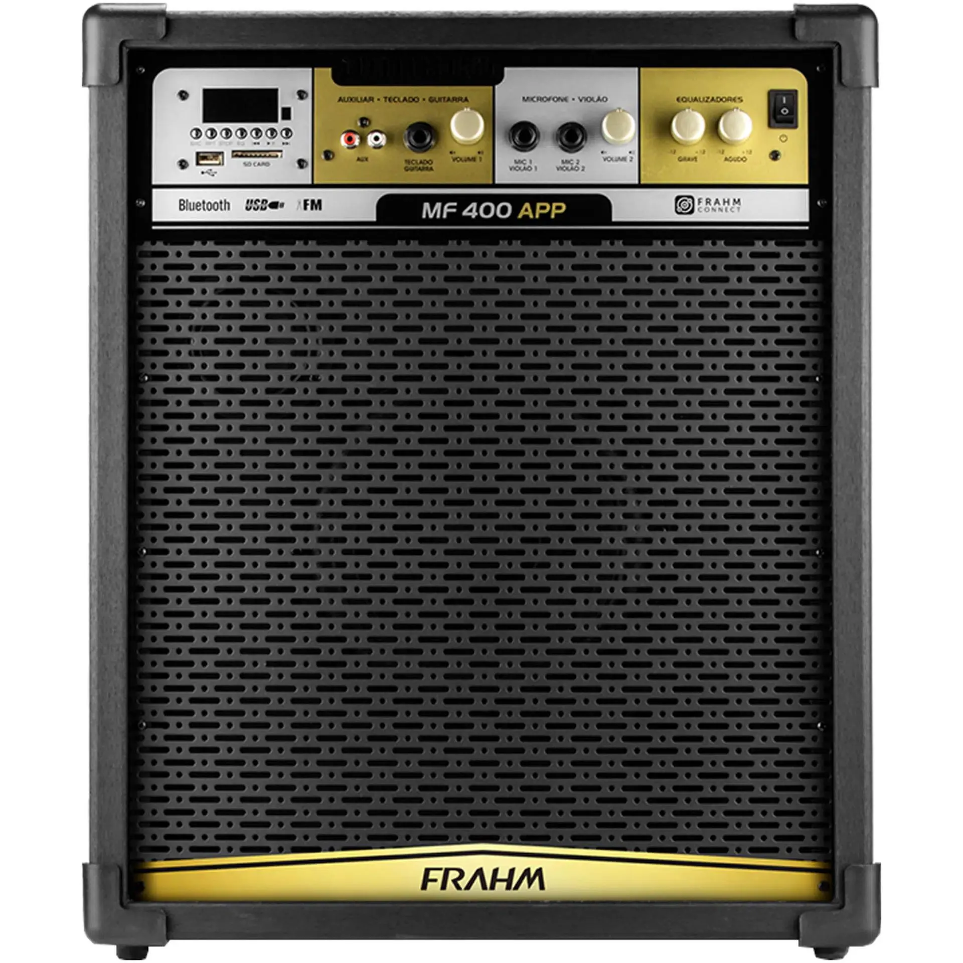 Caixa de Som Amplificada Frahm MF400 APP 300W Bluetooth USB