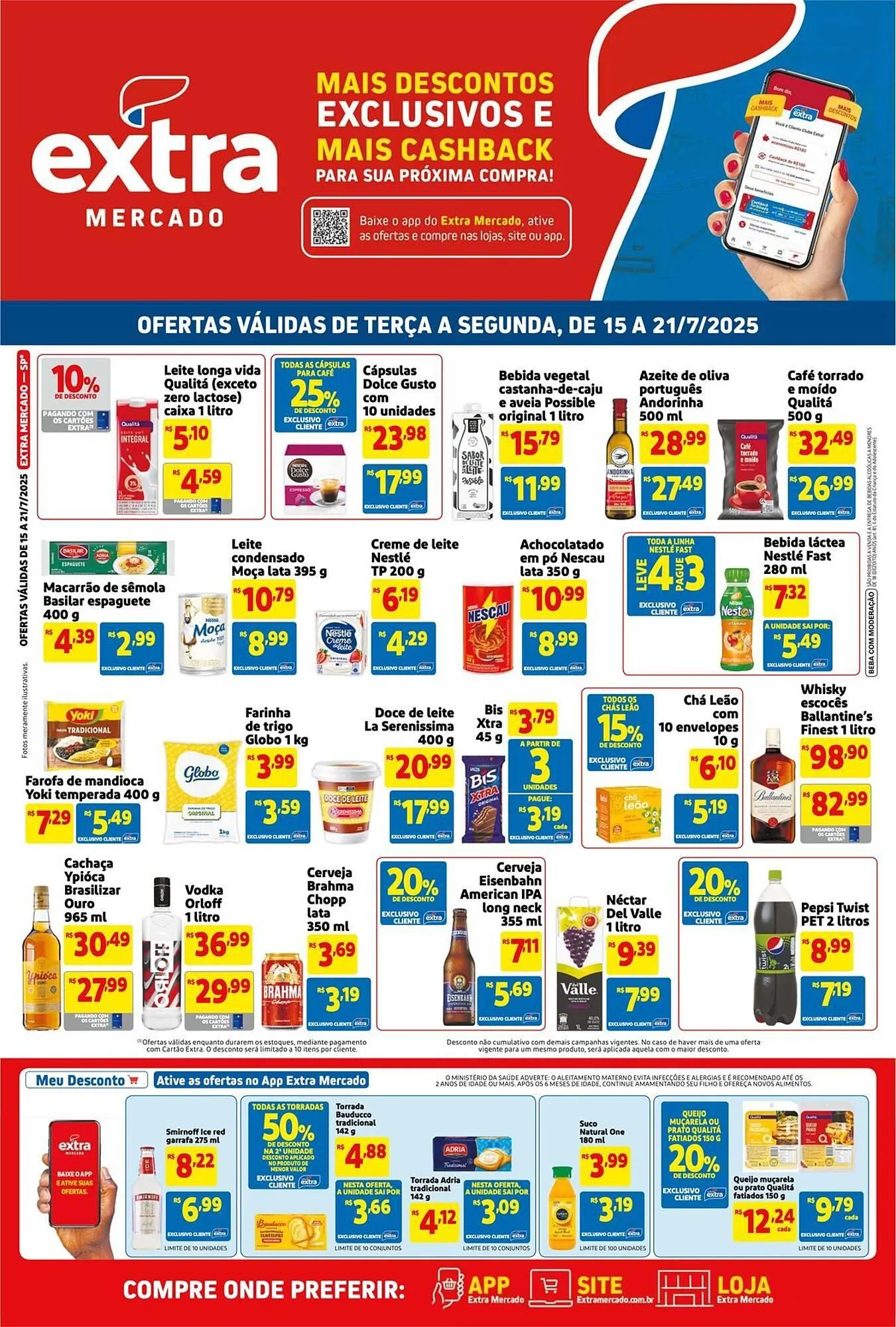 Encarte de Catálogo Mercado Extra 15 de julho até 21 de julho 2025 - Pagina 1