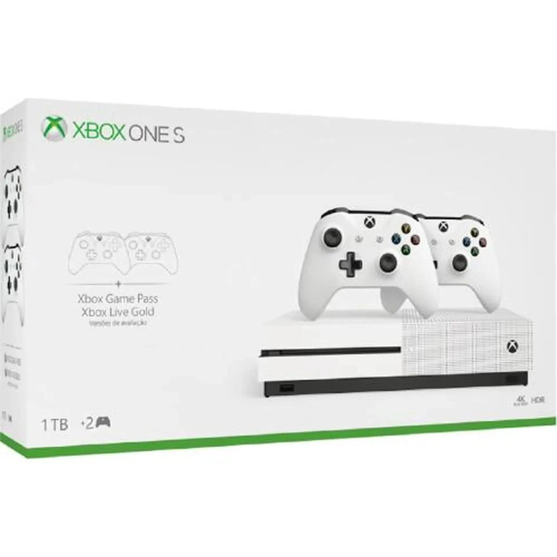 Console Microsoft Xbox One S 4K 1TB 2 Controles Sem Fio JOGCM0059 - Branco - Bivolt