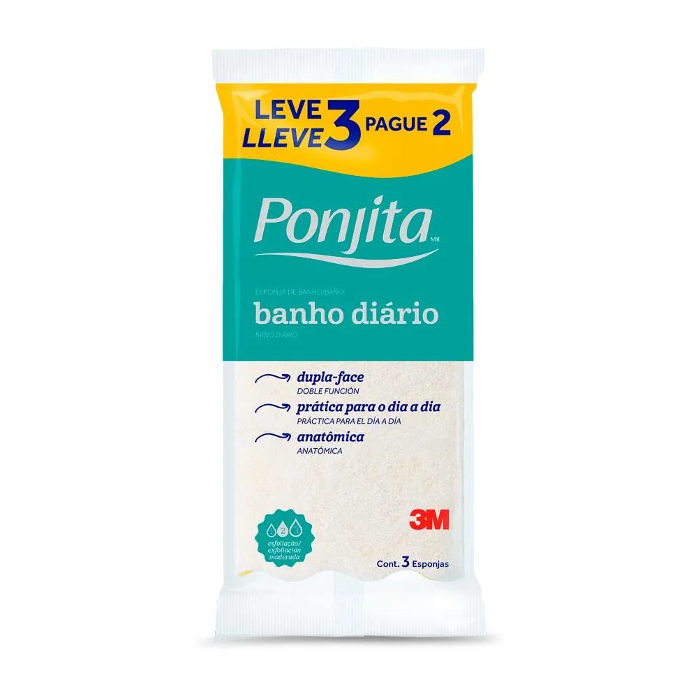 Esponja de Banho Diario Ponjita Amarela Leve 3 e Pague 2