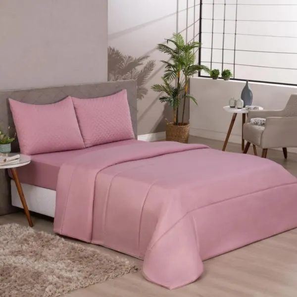 Edredom Casal Microfibra Colors Rosa Blush Vestcasa