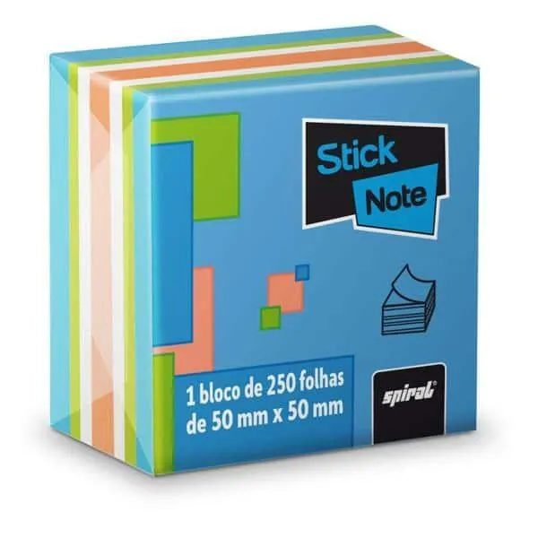 Bloco autoadesivo Neon, 50 x 50mm, 250 folhas, Stick Note - PT 1 UN