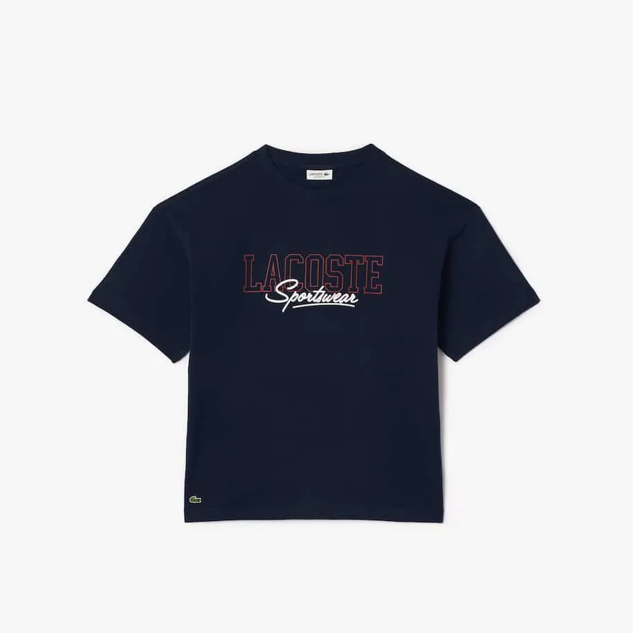 Camiseta Algodão com Estampa Lacoste e Caimento Amplo