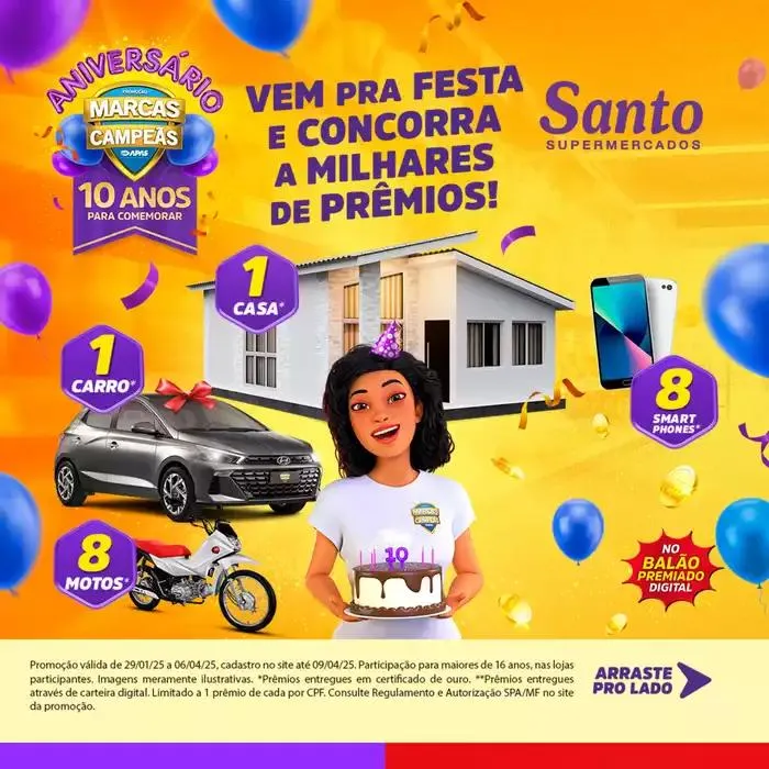 Encarte de Aniversário Santo Supermercados 30 de janeiro até 9 de abril 2025 - Pagina 1