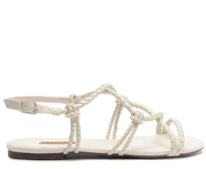 Sandália Entrelaçada Branca Chicote